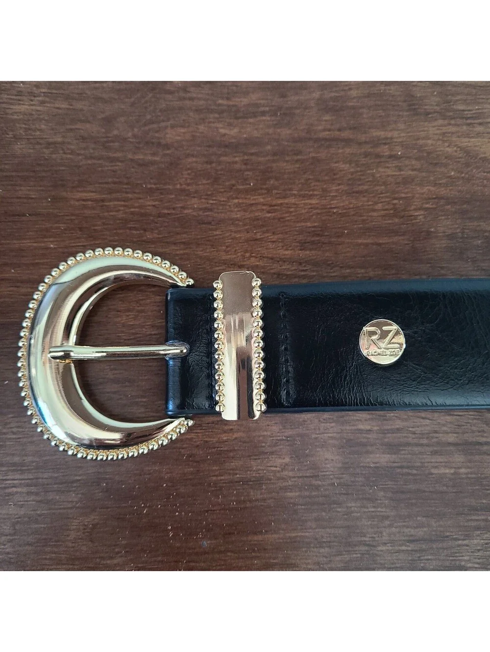 Black Dress Belt XL Gold Buckle NWOT  36